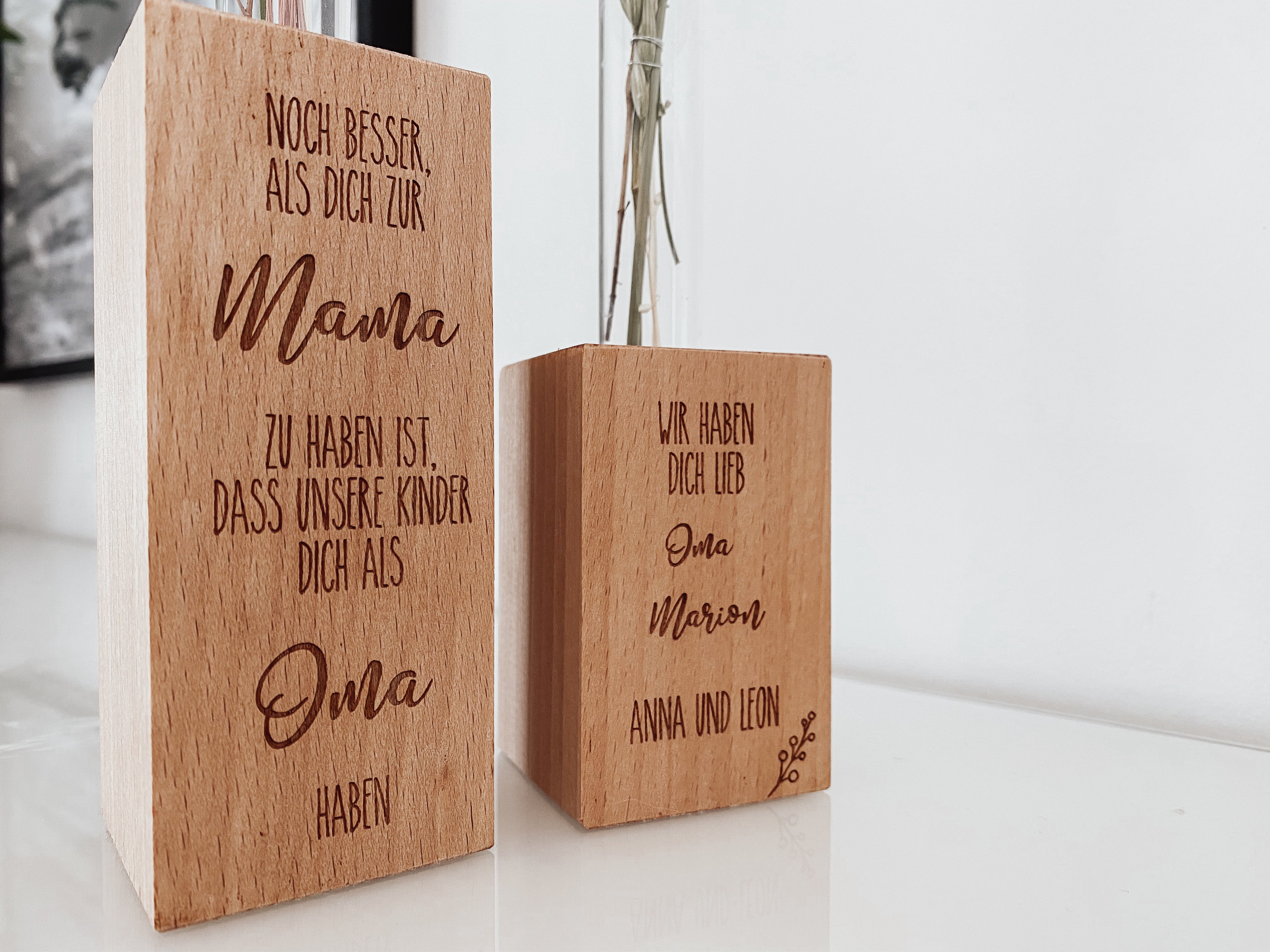 Blumenvase "Noch besser, als dich zur Mama zu haben ist, dass unsere Kinder dich als Oma haben"