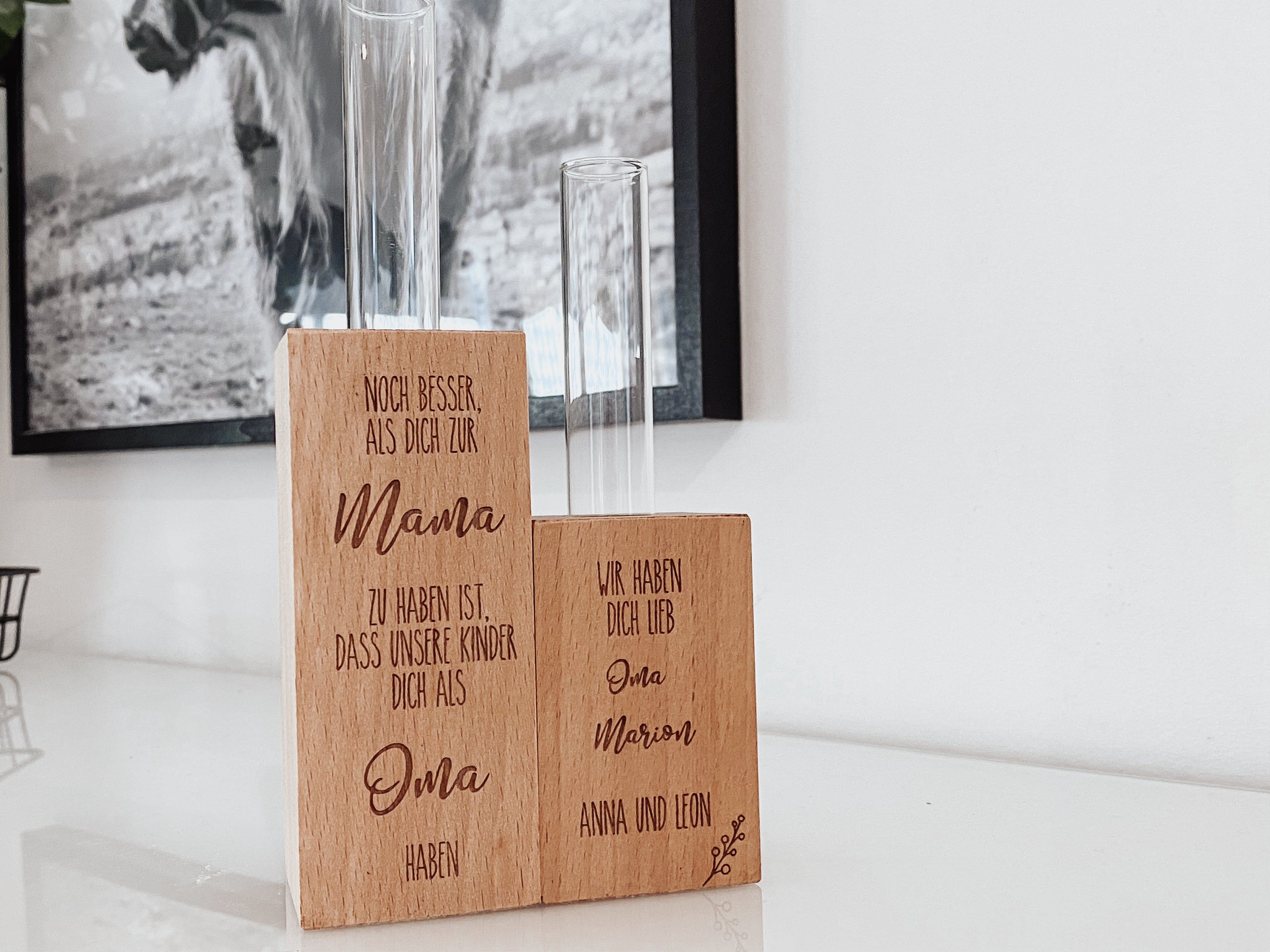 Blumenvase "Noch besser, als dich zur Mama zu haben ist, dass unsere Kinder dich als Oma haben"