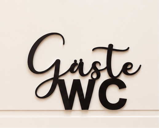 Gäste WC Schriftzug aus Holz oder Acryl – Türschild & Badezimmer Deko