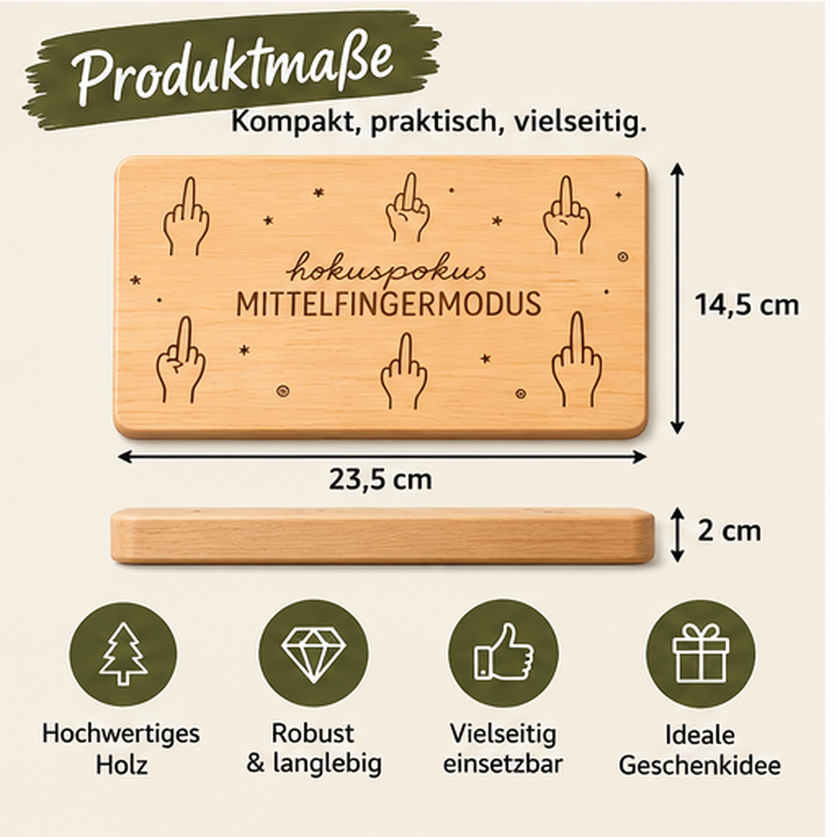 Holzbrettchen „hokuspokus MITTELFINGERMODUS“