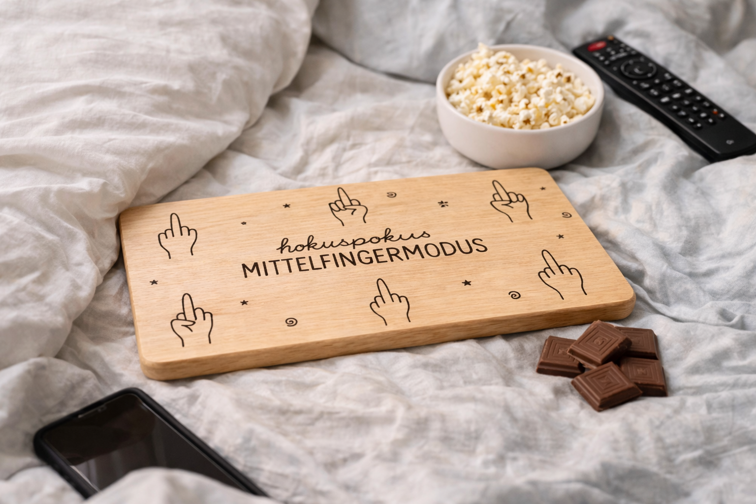 Holzbrettchen „hokuspokus MITTELFINGERMODUS“