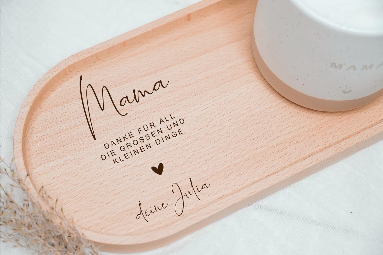 Tablett für Tassen zum Muttertag I Geschenk für Mama | Tablett mit Gravur