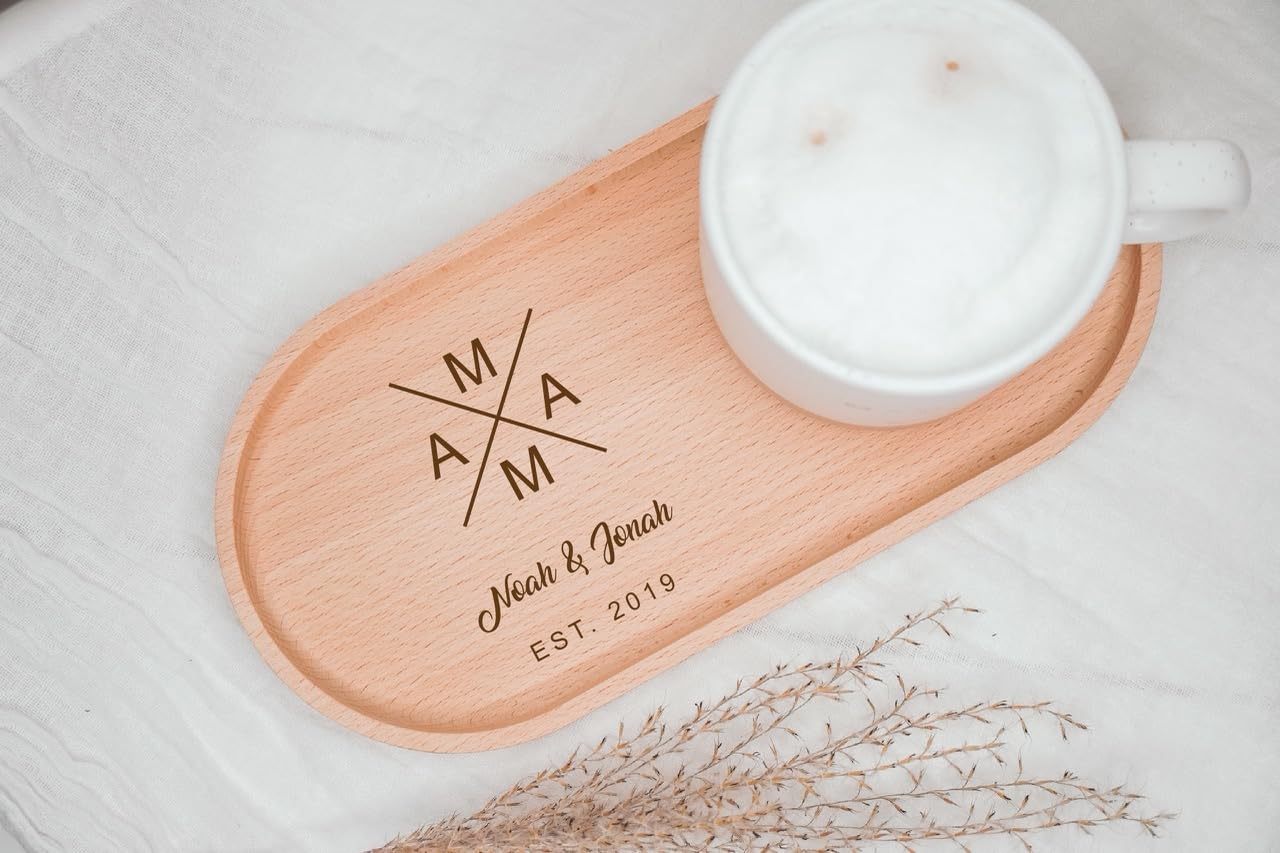 Tablett für Tassen zum Muttertag I Geschenk für Mama | Tablett mit Gravur