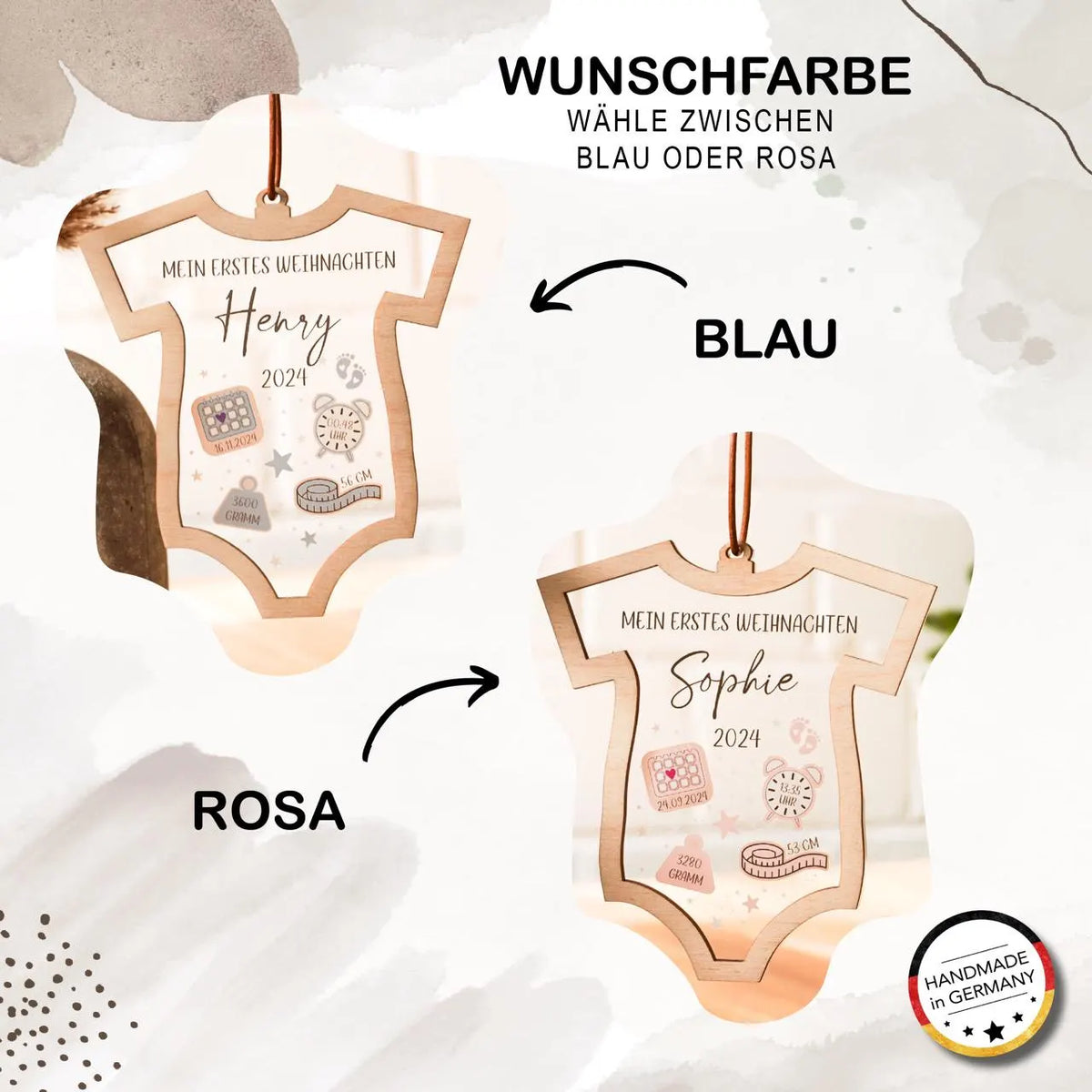 Personalisierter Weihnachtsanhänger – Babys erstes Weihnachten mit Name & Geburtsdaten | Geschenk zur Geburt