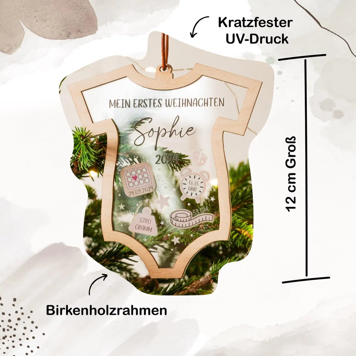 Personalisierter Weihnachtsanhänger – Babys erstes Weihnachten mit Name & Geburtsdaten | Geschenk zur Geburt
