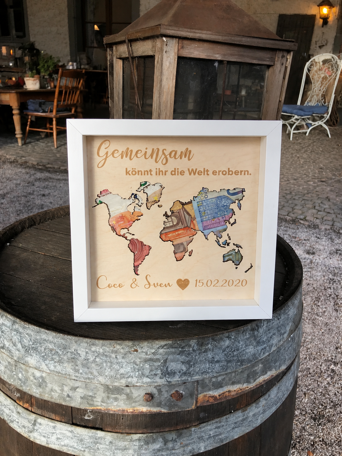 Bilderrahmen I Geldgeschenk - "Weltkarte"