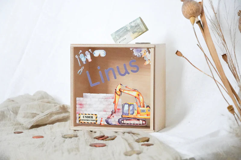 Spardose Kinder Baustelle I personalisierbar