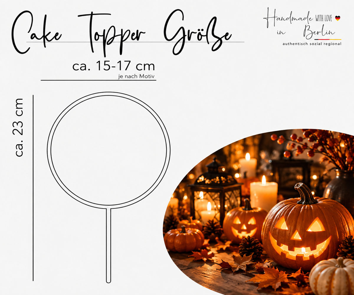Halloween Cake Topper personalisiert mit Name – Tortenstecker für Geburtstag, Party & Grusel Torte