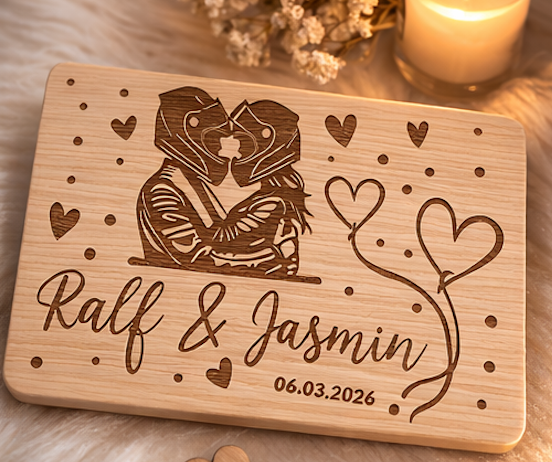 Biker Pärchen Frühstücksbrett personalisierbar