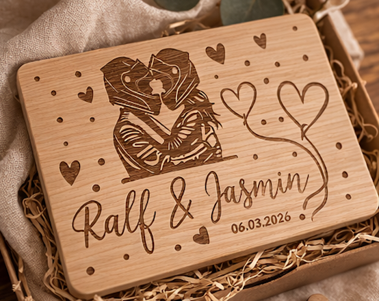 Biker Pärchen Frühstücksbrett personalisierbar