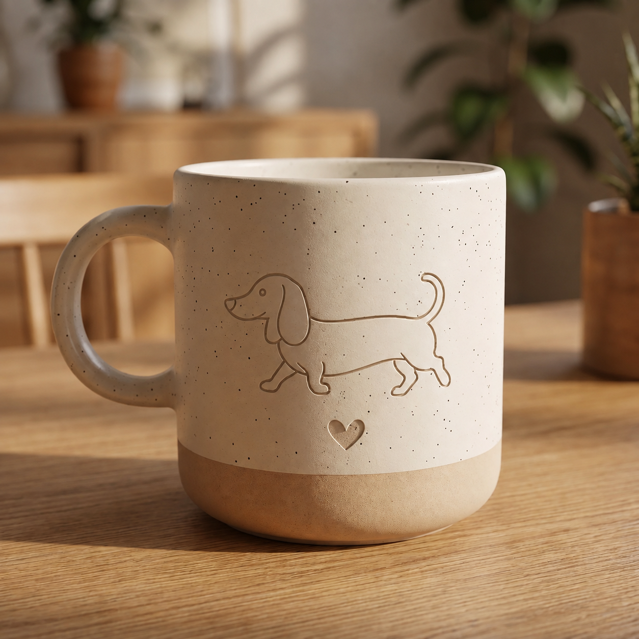 Dackel Keramik Tasse  | Weiß & Grau I personalisiert