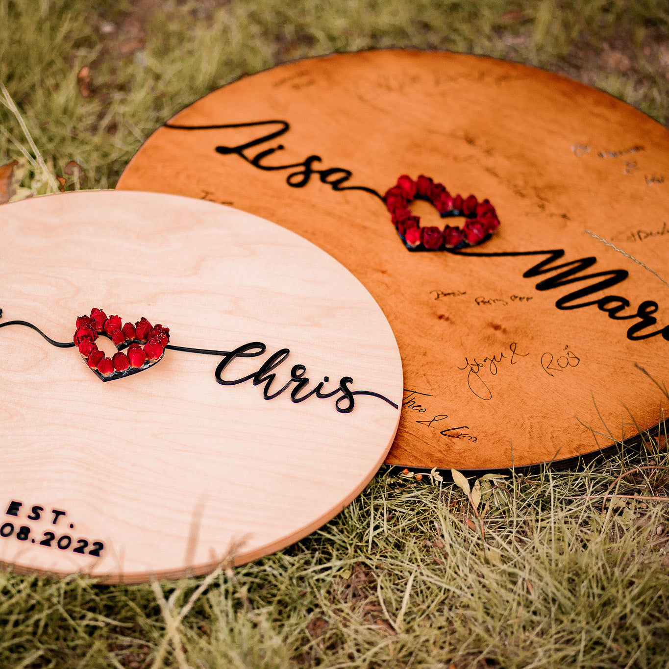 Alternatives Gästebuch aus Holz und Acryl für eure Hochzeit. Auch als Willkommensschild einsetzbar