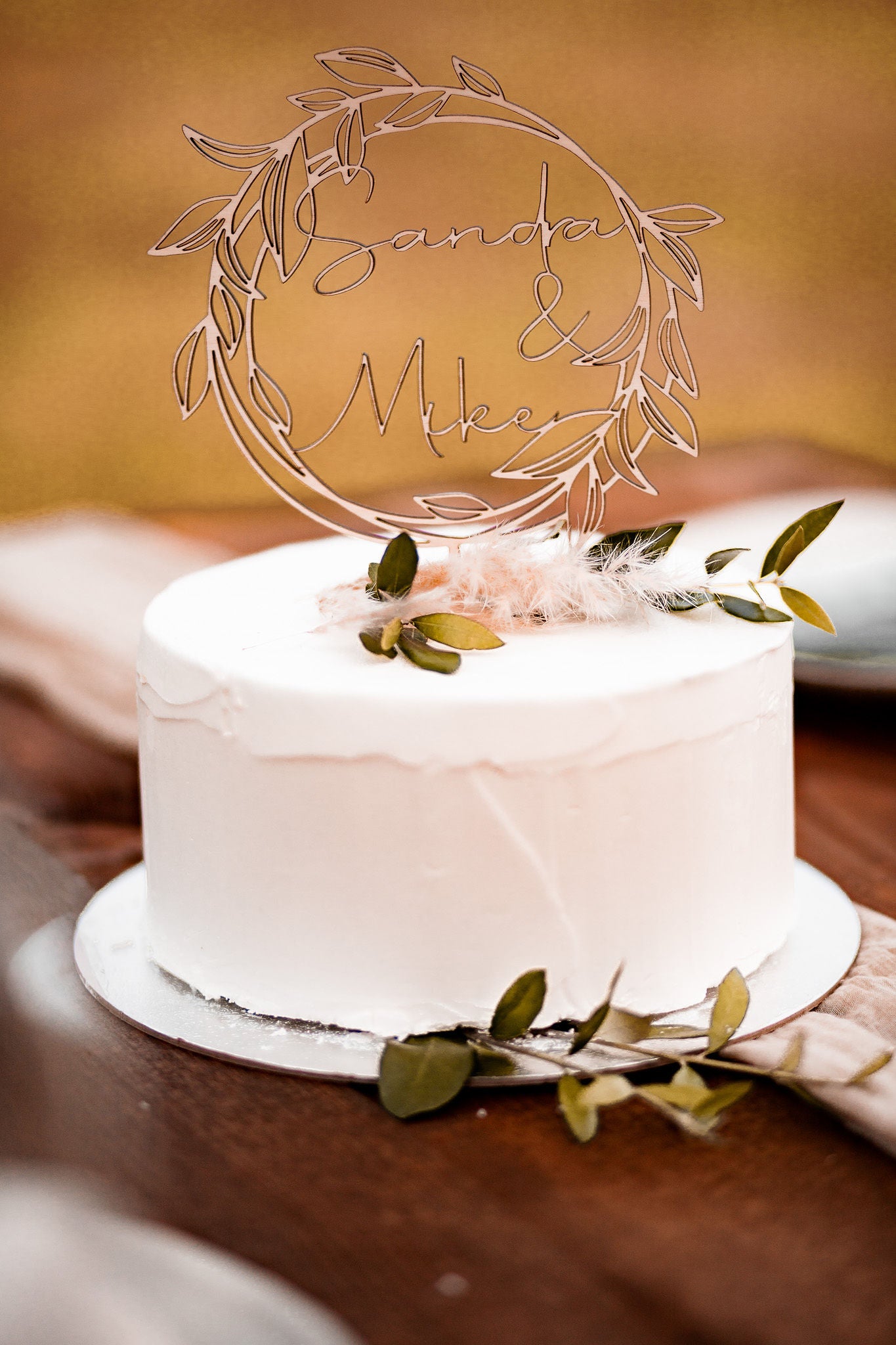 Cake Topper Hochzeit Vornamen rustikal Birke