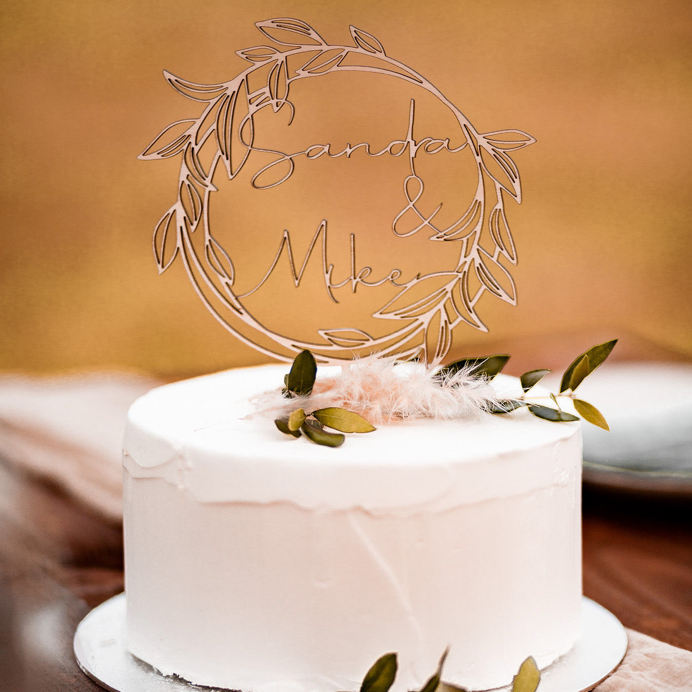 Cake Topper Hochzeit Vornamen rustikal Birke