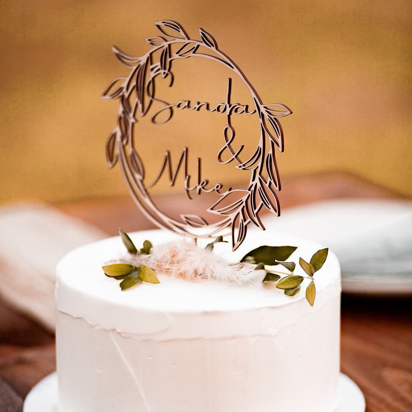 Cake Topper Hochzeit Vornamen rustikal Birke