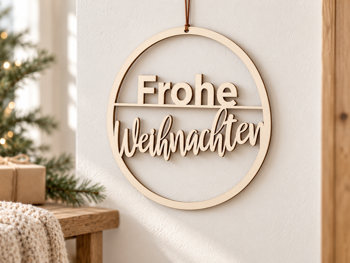 Türschild Weihnachten aus Holz „Frohe Weihnachten“ – Weihnachtsdeko zum Aufhängen