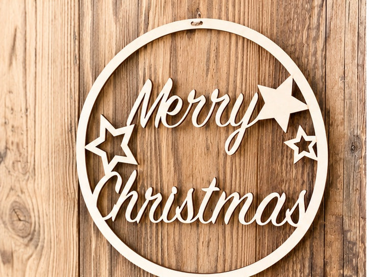 Merry Christmas Türschild aus Holz – Weihnachtsdeko zum Aufhängen