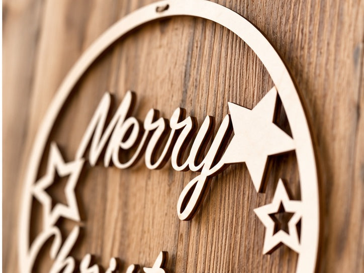 Merry Christmas Türschild aus Holz – Weihnachtsdeko zum Aufhängen