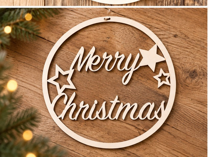 Merry Christmas Türschild aus Holz – Weihnachtsdeko zum Aufhängen