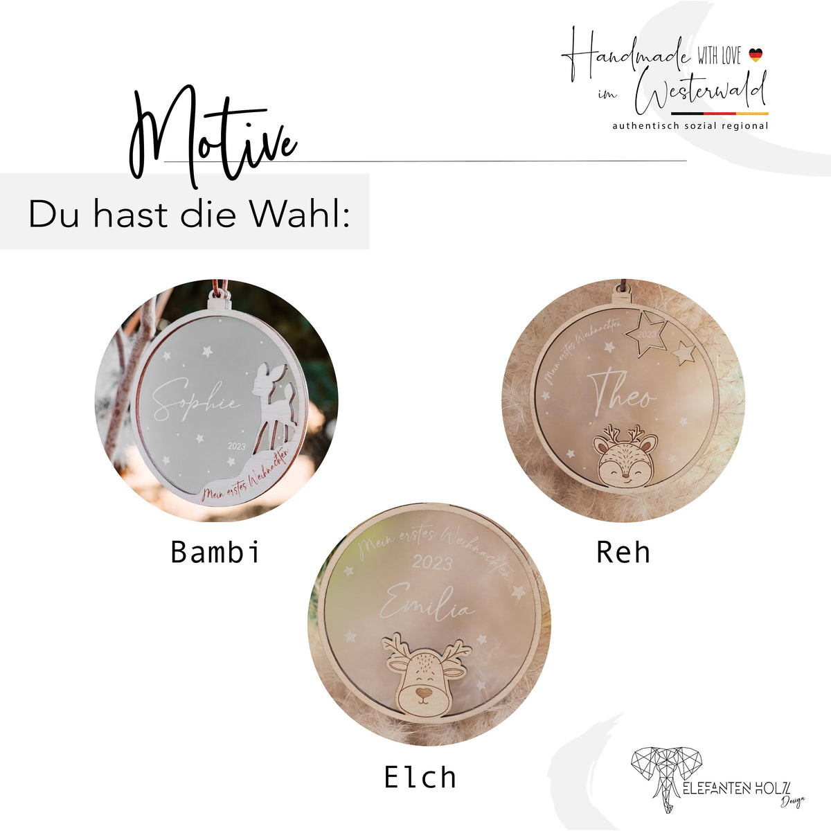 Personalisierte Weihnachtskugel Baby & Familie „Mein erstes Weihnachten“ mit Name & Datum – Milchglasacryl 10 cm –