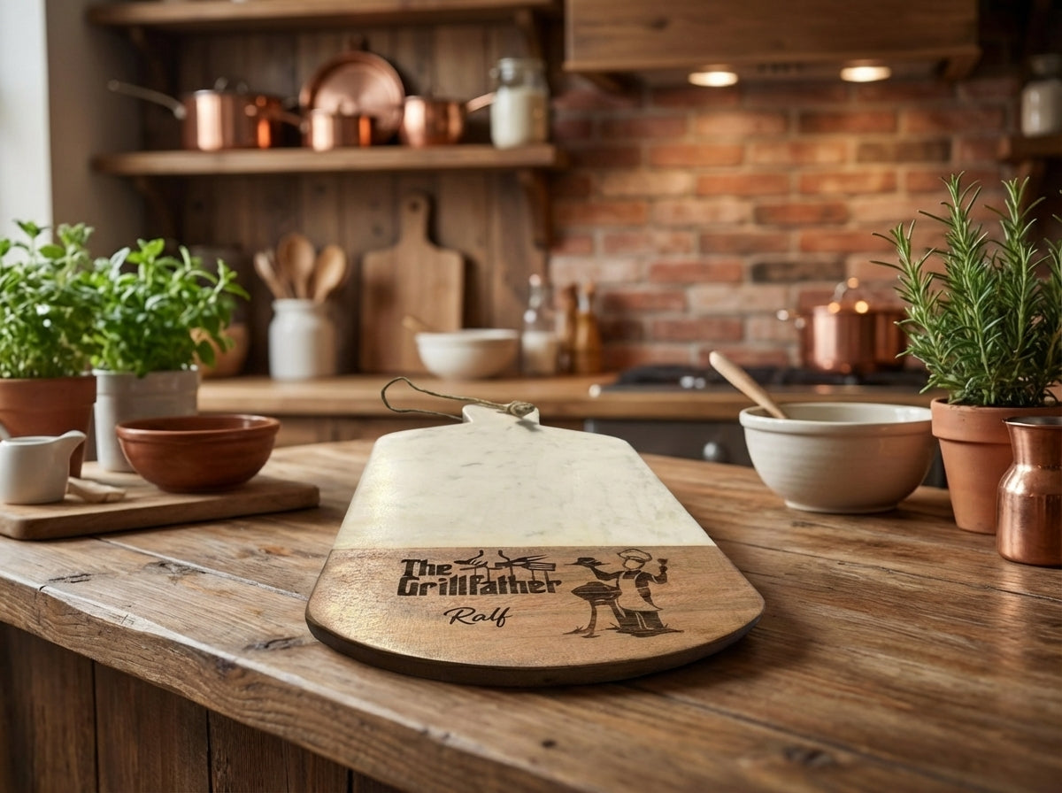 Marmor Brett „The Grillfather" I personalisierbar