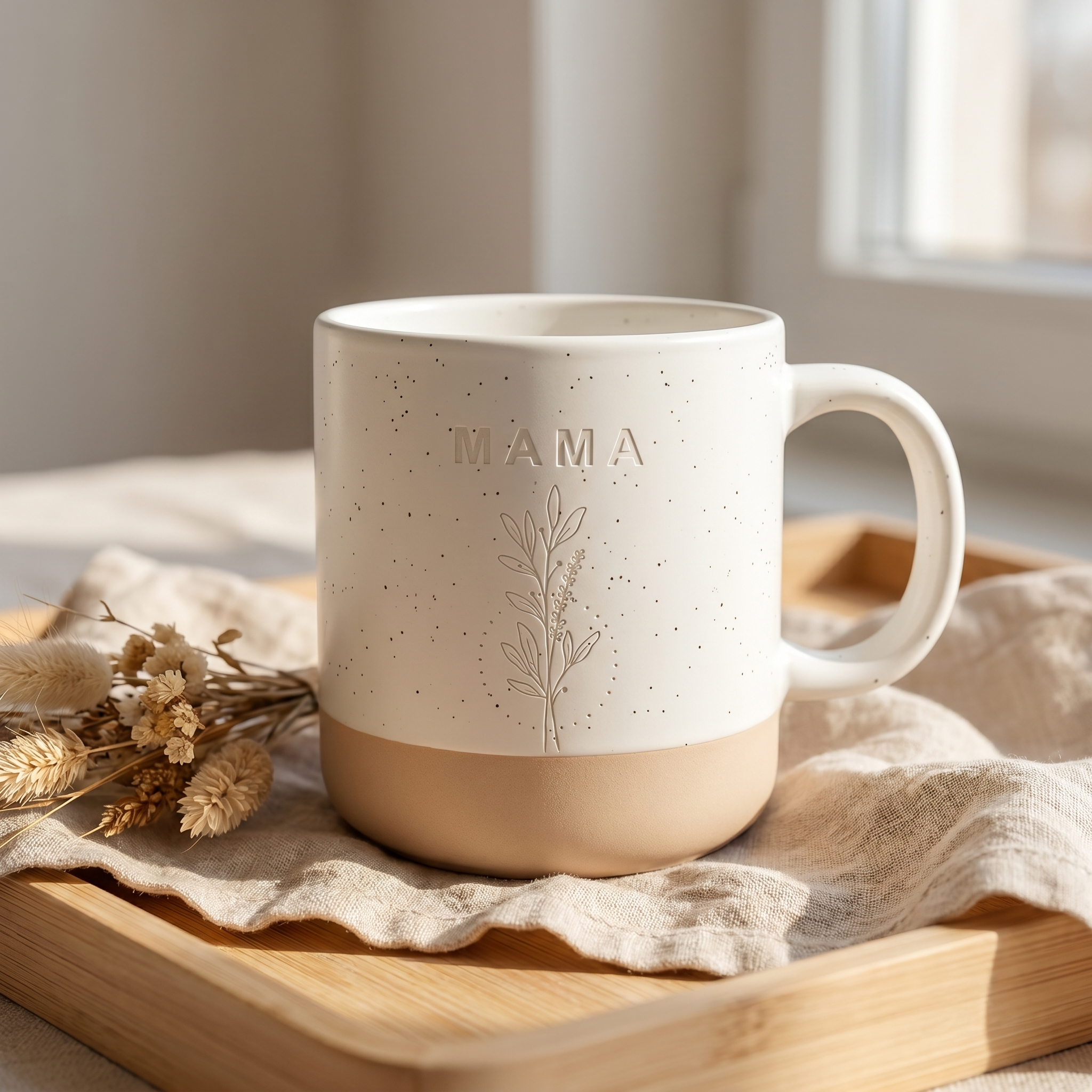 Mama Tasse | Liebevolles Geschenk zum Muttertag | Keramiktasse mit zartem Design & „MAMA“ Schriftzug