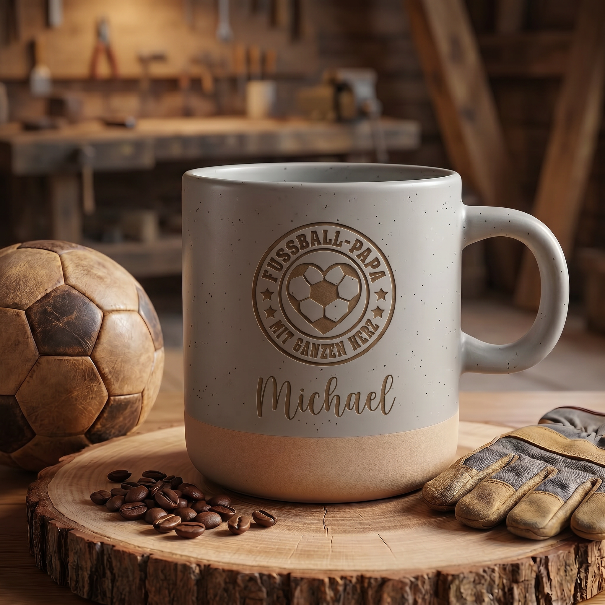 Fußball Tasse | "Fußball Mama & Papa - mit ganzem Herzen"