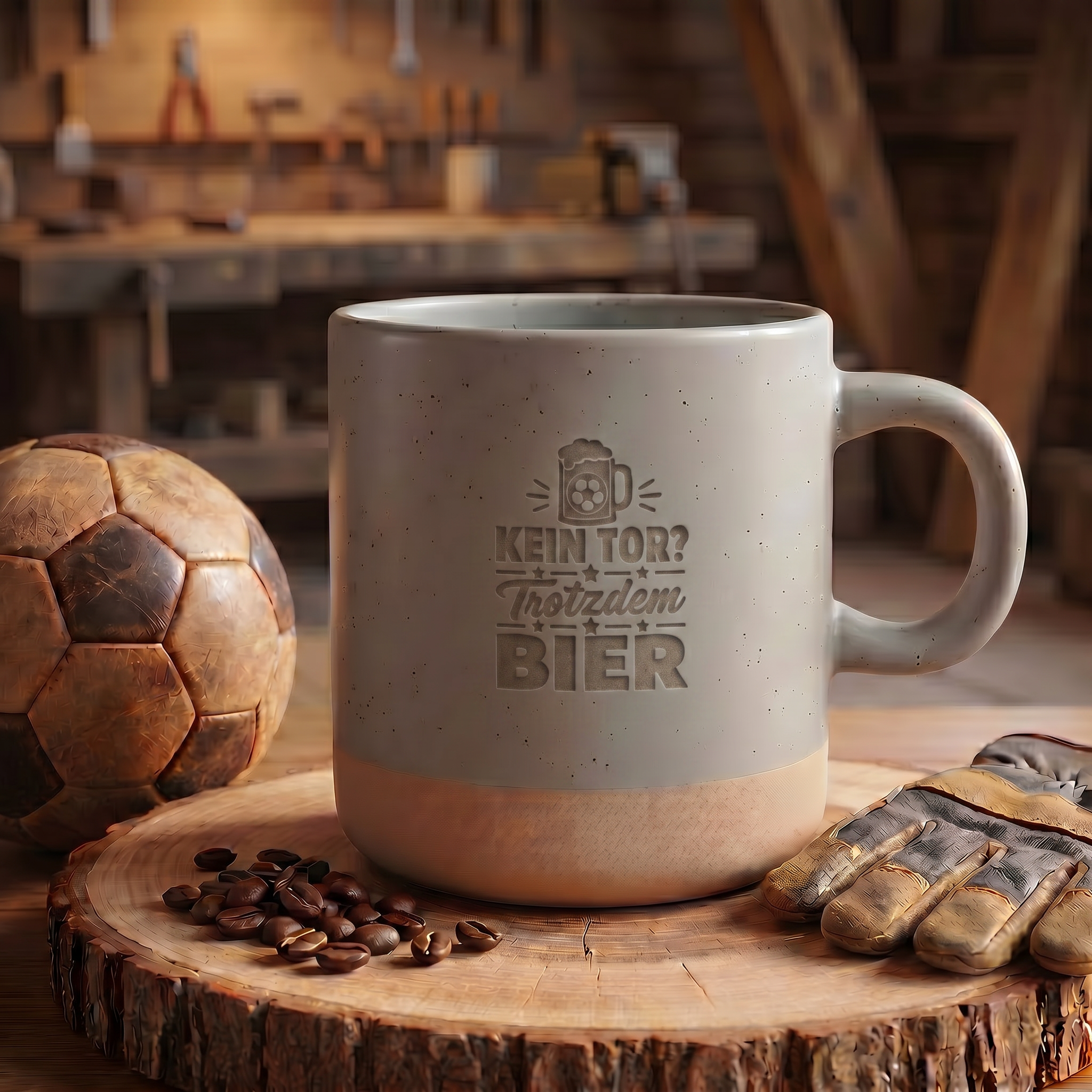 Fußball Tasse | "Kein Tor? Trotzdem Bier"