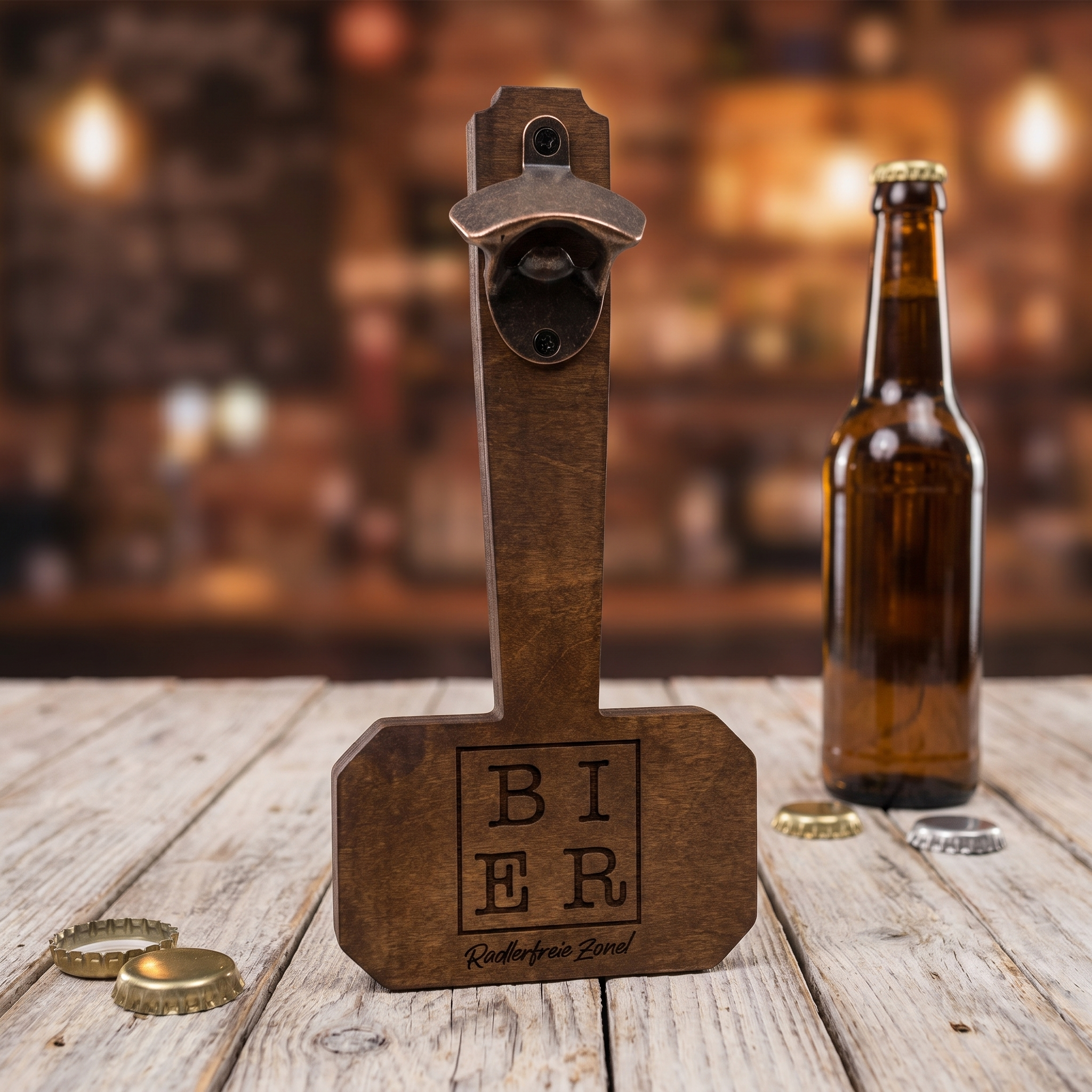 "Bier - Radler freie Zone!" Mjölnir Flaschenöffner im Hammer