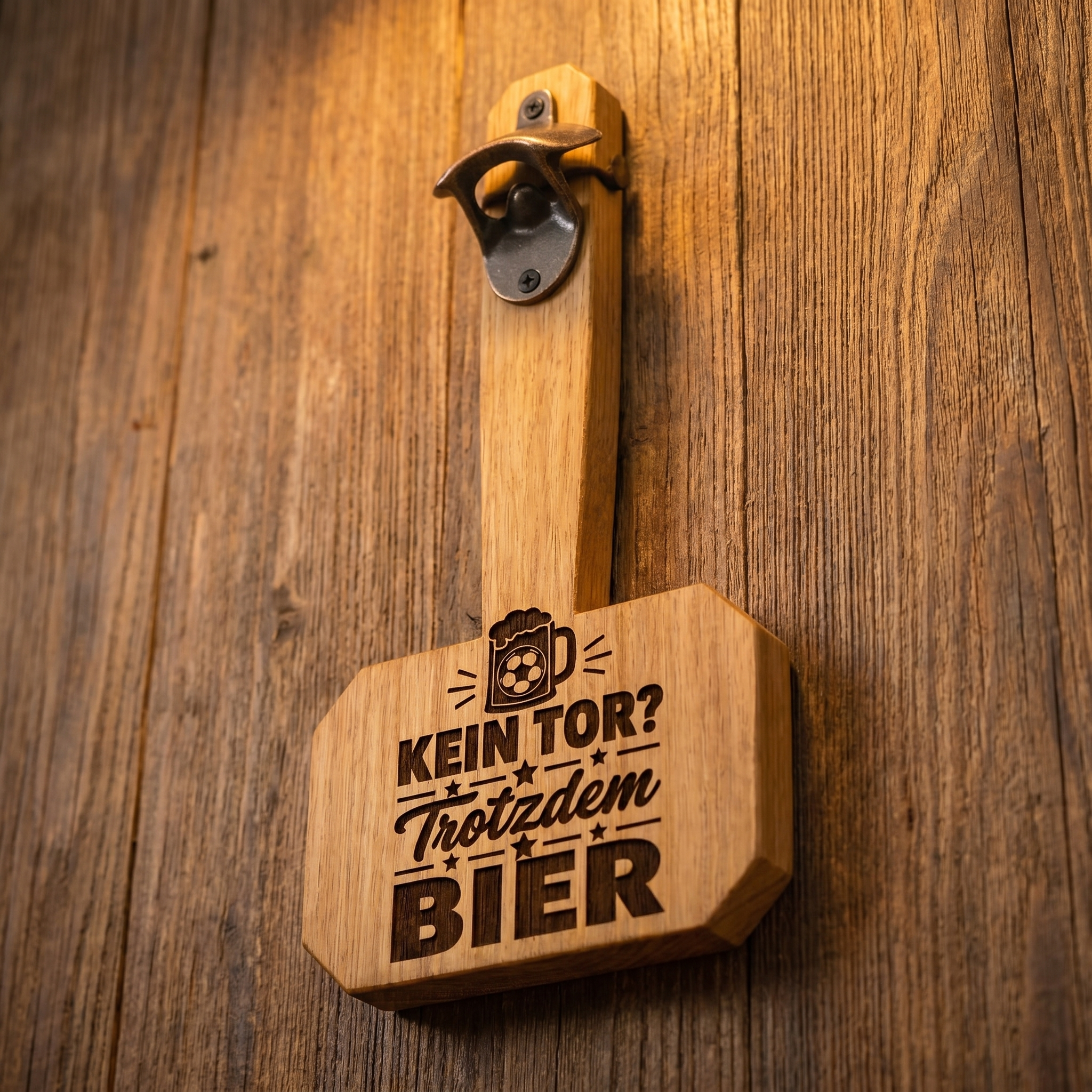 "Kein Tor? Trotzdem Bier" WM Mjölnir Flaschenöffner im Hammer