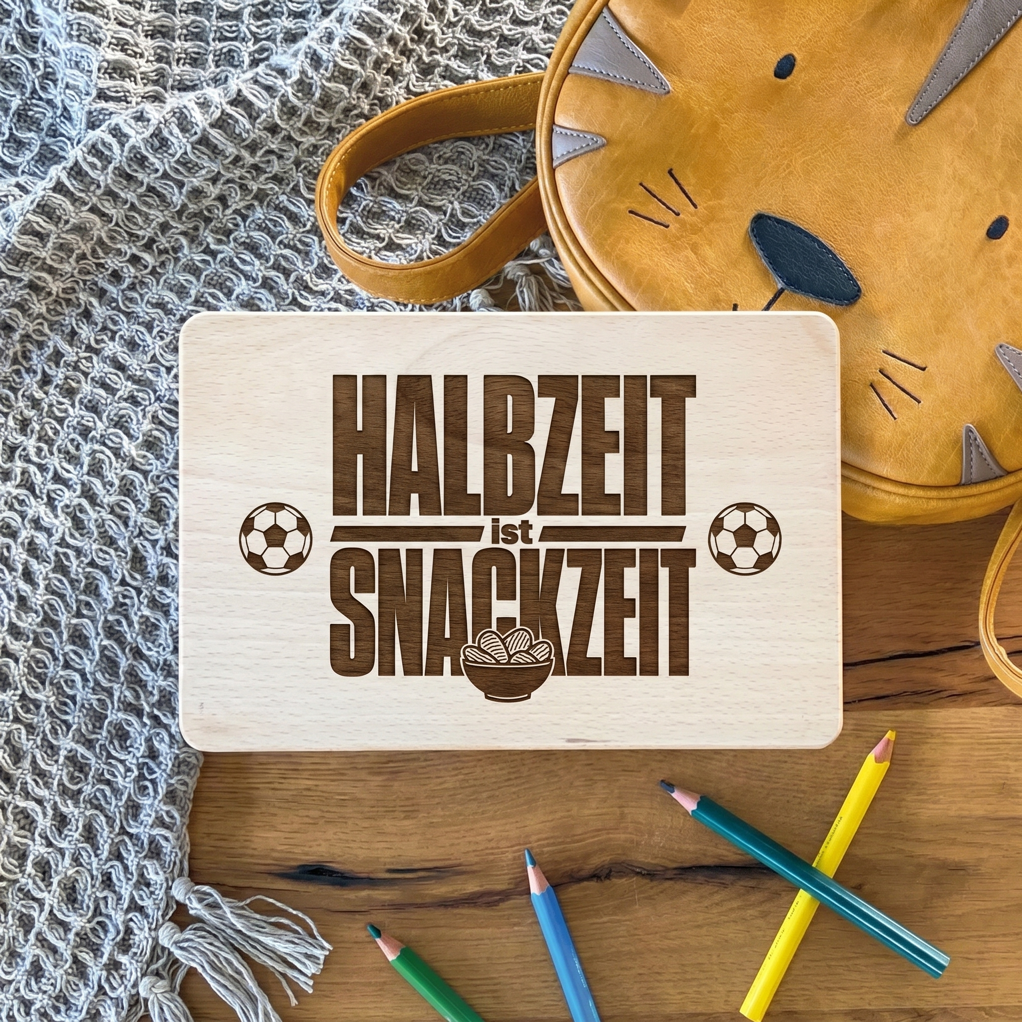„HALBZEIT ist SNACKZEIT“ Holzbrett