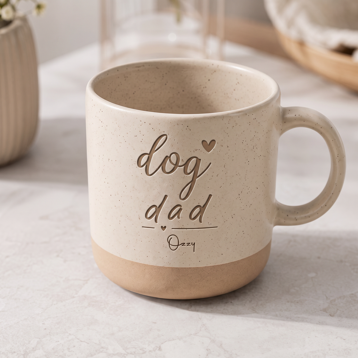 dog mom & dog dad Keramik Tasse  | Weiß & Grau I personalisiert