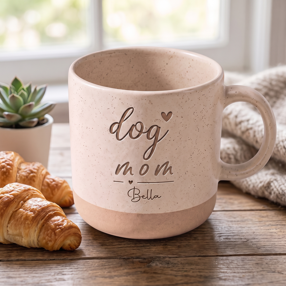 dog mom & dog dad Keramik Tasse  | Weiß & Grau I personalisiert