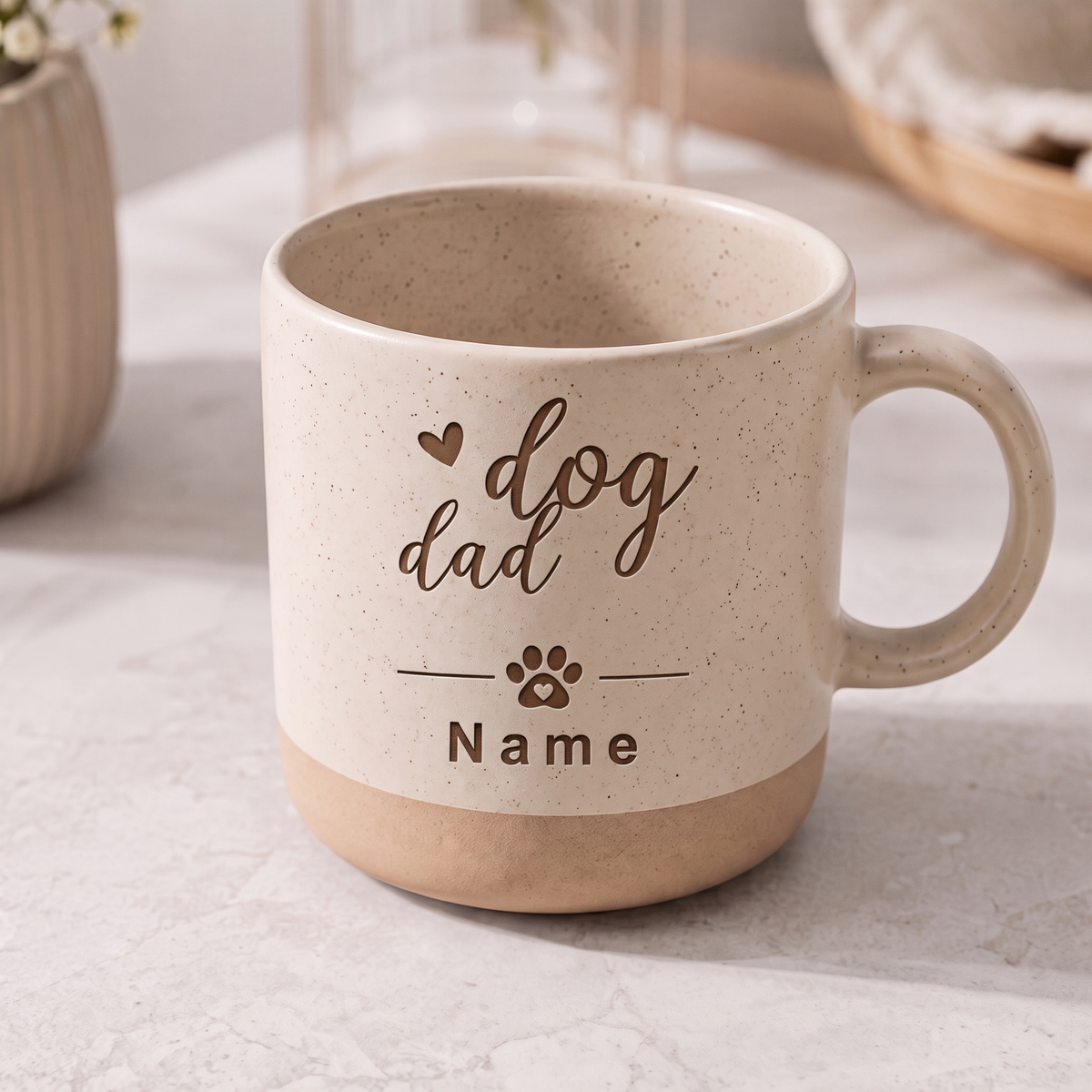 dog mom & dog dad Tasse  | Weiß & Grau I personalisiert