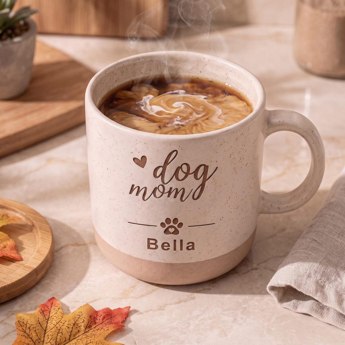 dog mom & dog dad Tasse  | Weiß & Grau I personalisiert