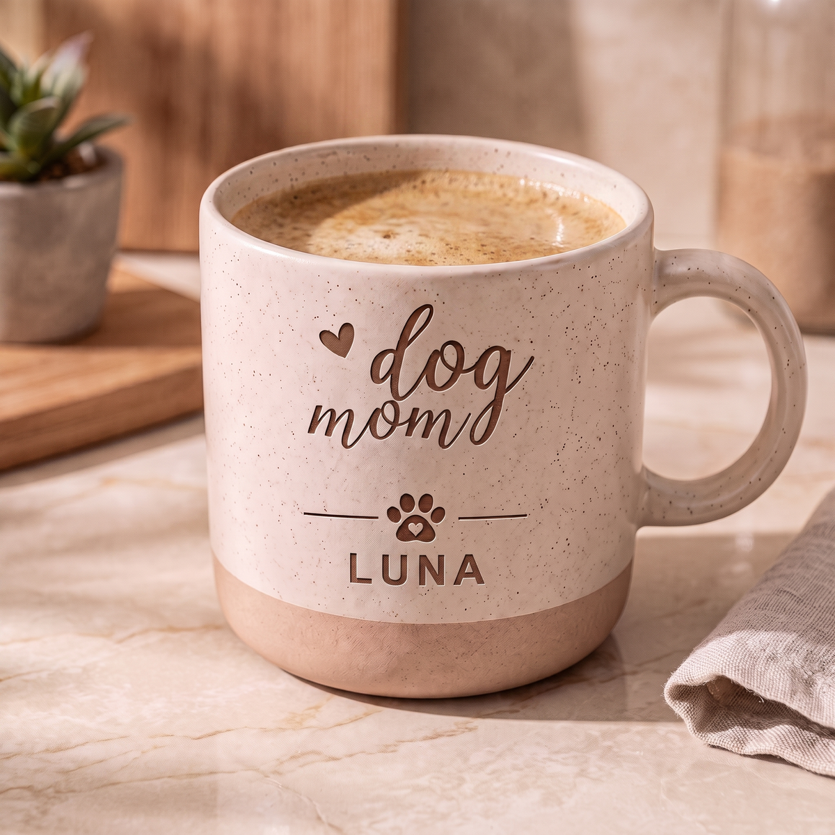 dog mom & dog dad Tasse  | Weiß & Grau I personalisiert