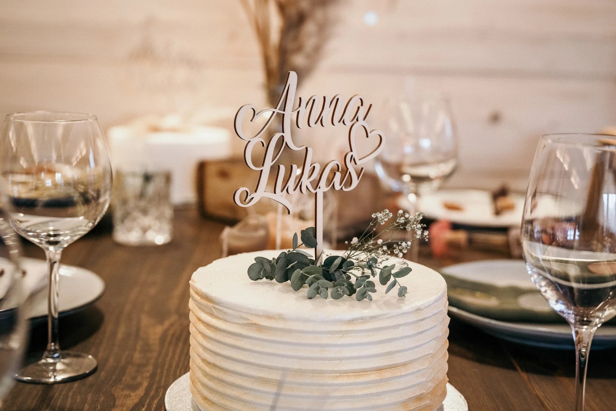 Cake Topper Vornamen aus Holz mit Design Mr und Mrs