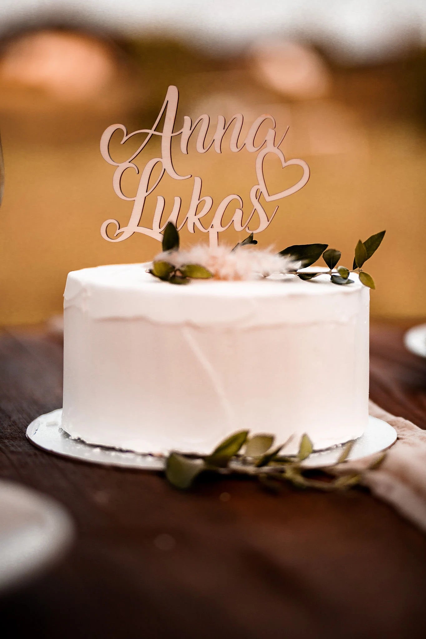 Cake Topper Vornamen aus Holz mit Design Mr und Mrs