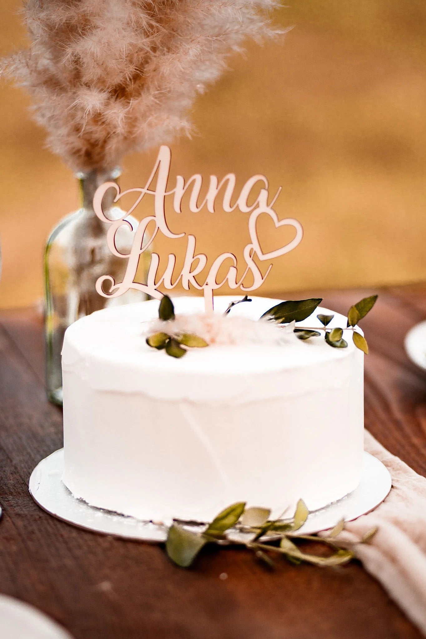 Cake Topper Vornamen aus Holz mit Design Mr und Mrs