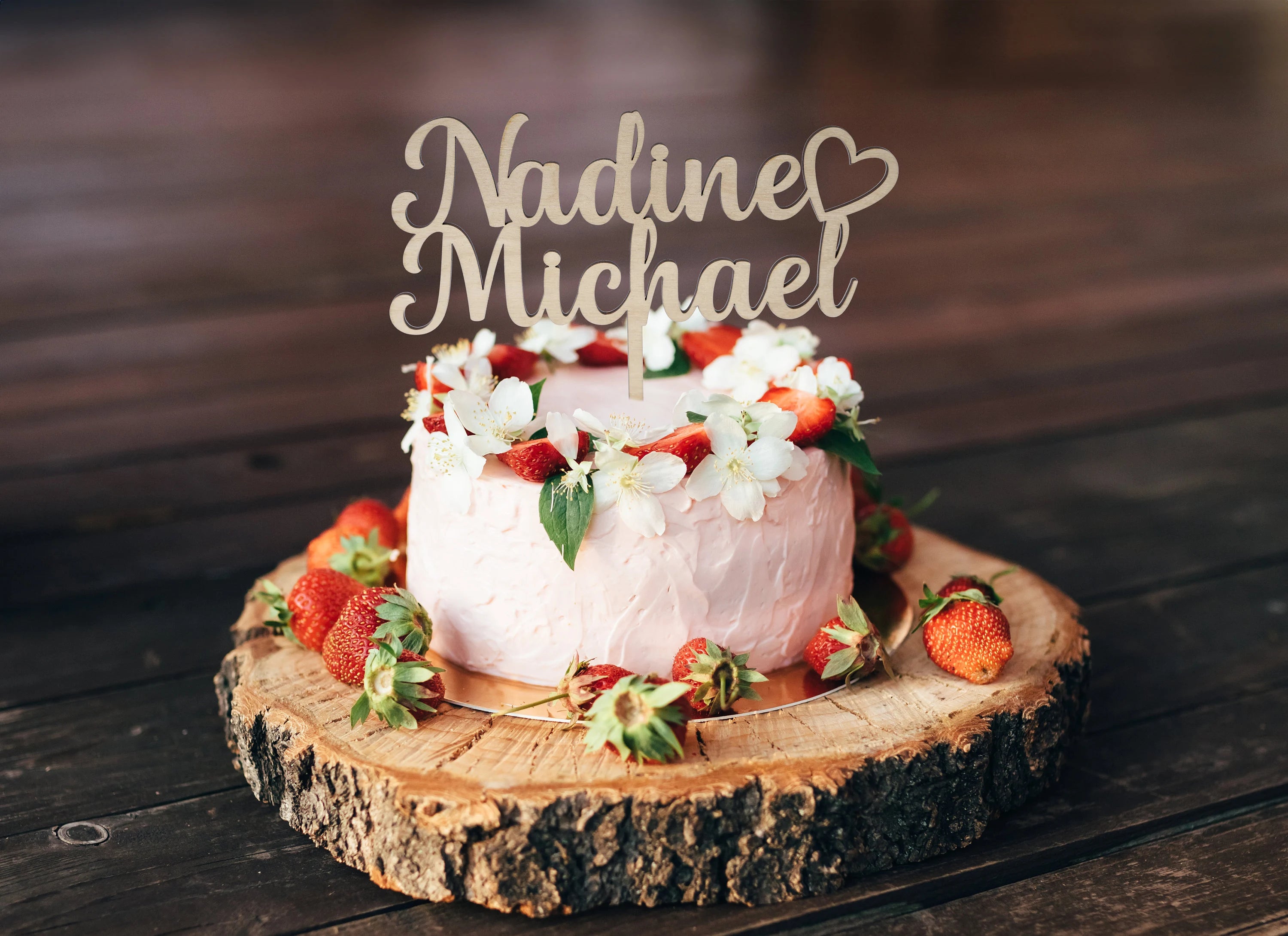 Cake Topper Vornamen aus Holz mit Design Mr und Mrs