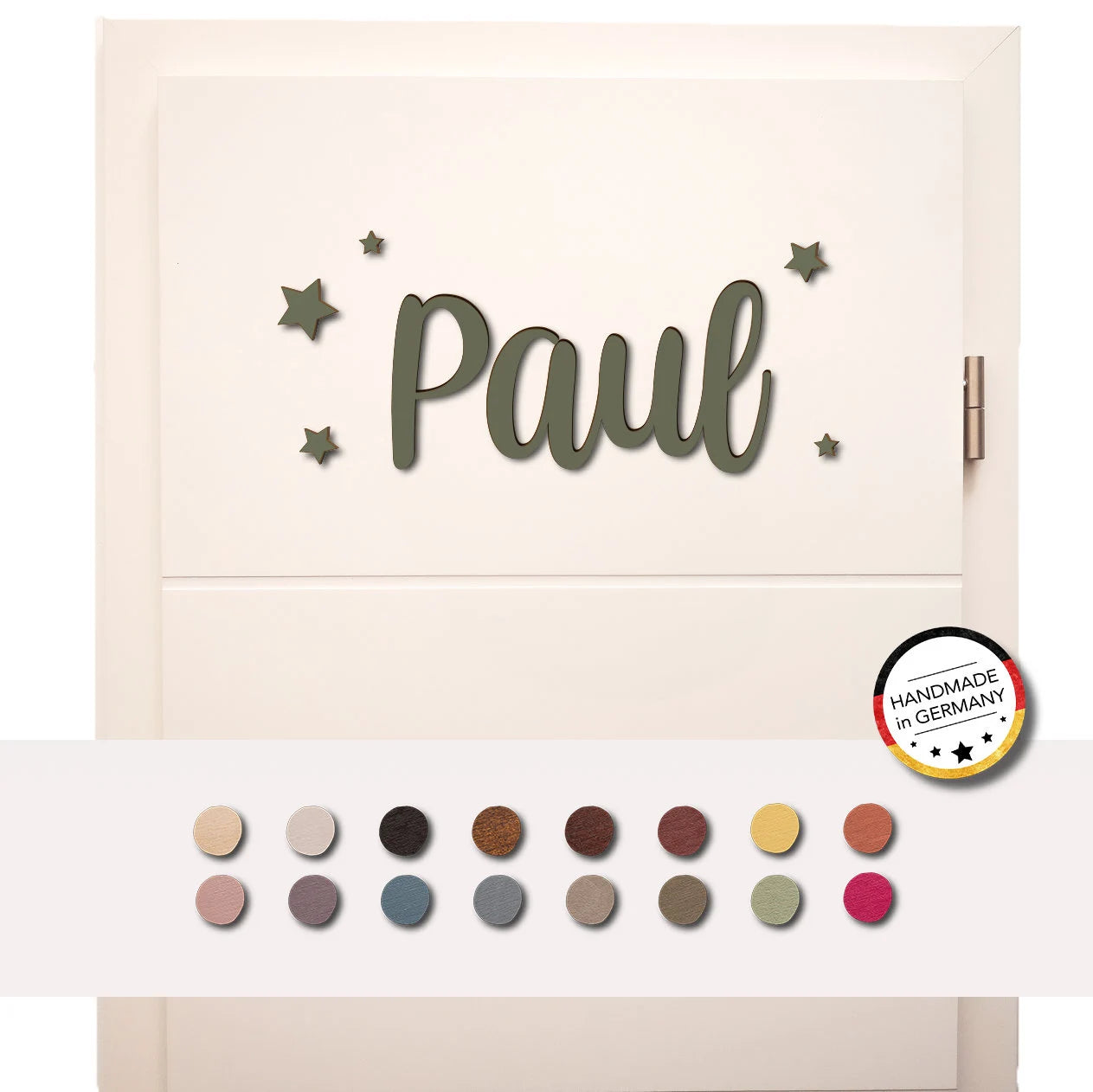 3D Kindertür Schriftzug personalisierbar aus Holz & Acryl mit Kleberückseite