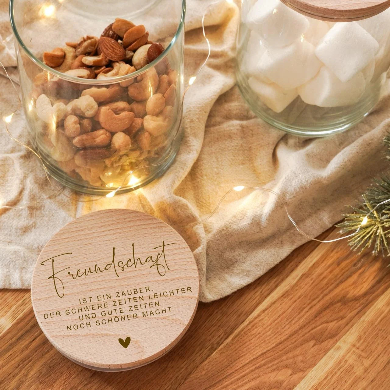 Naschglas mit Holzdeckel und Gravur | Einmachglas | personalisiert