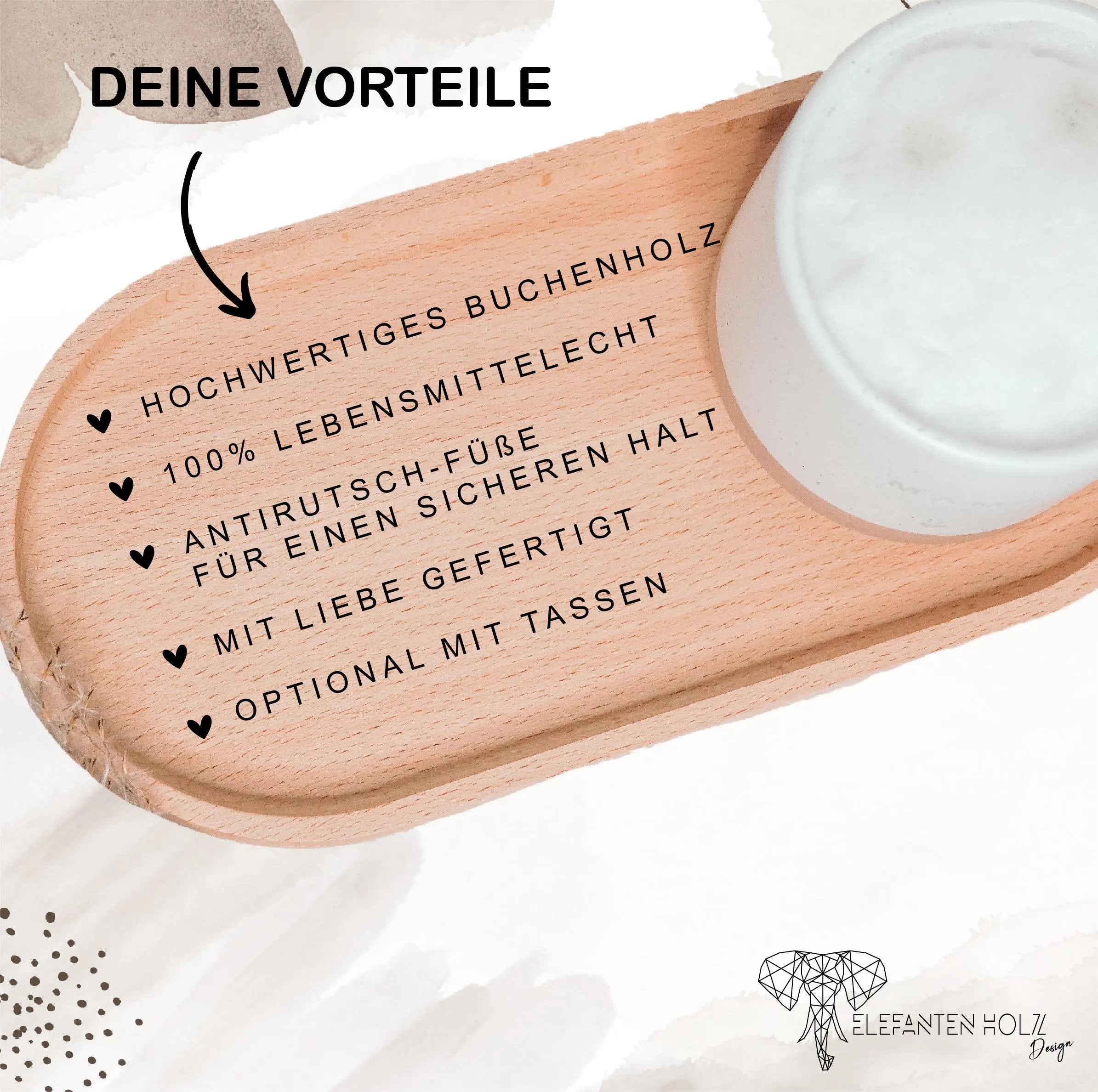 Mr. & Mrs. gravierte Tassen im Set mit Holztablett I personalisierbar