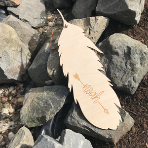 Holzfeder mit Name